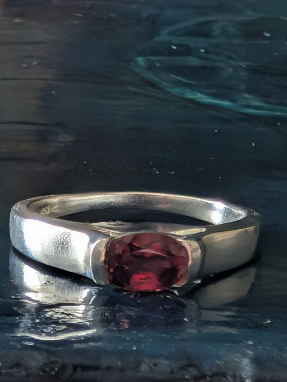 π 925 Sterling Silver Ring Genuine Garnet Ring Size 10